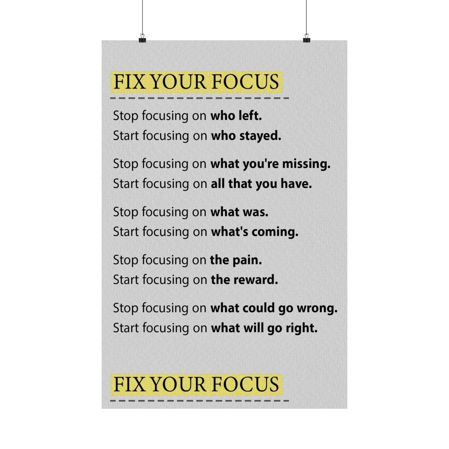 Fix Your Focus Motivational Poster