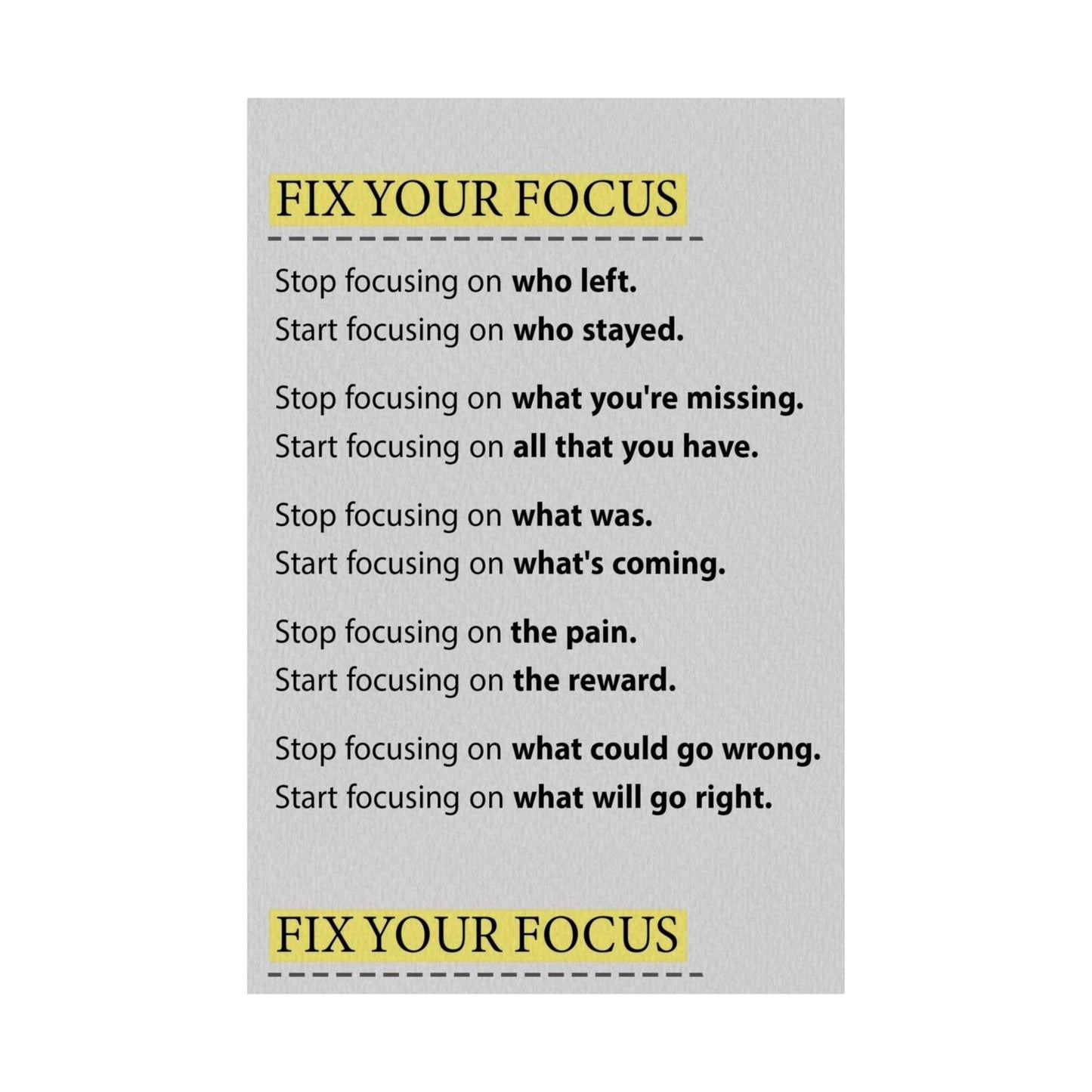 Fix Your Focus Motivational Poster