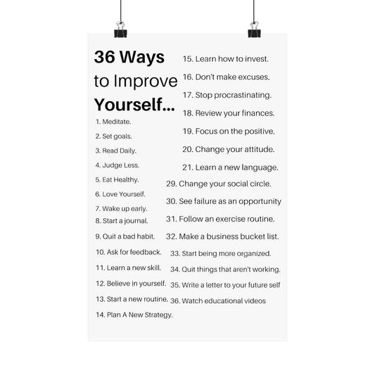 36 Ways to Improve Your Life Motivational Poster