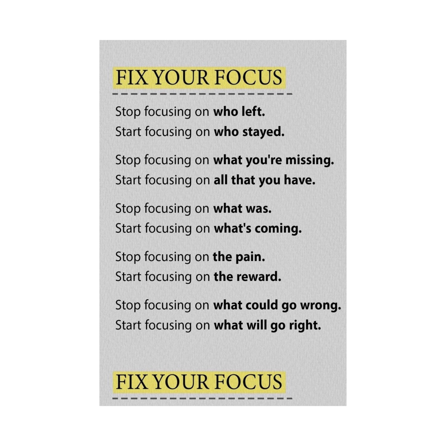 Fix Your Focus Motivational Poster