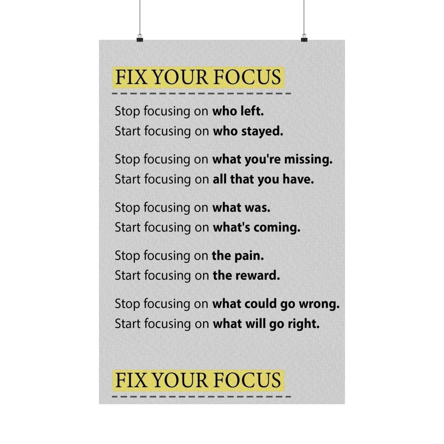 Fix Your Focus Motivational Poster