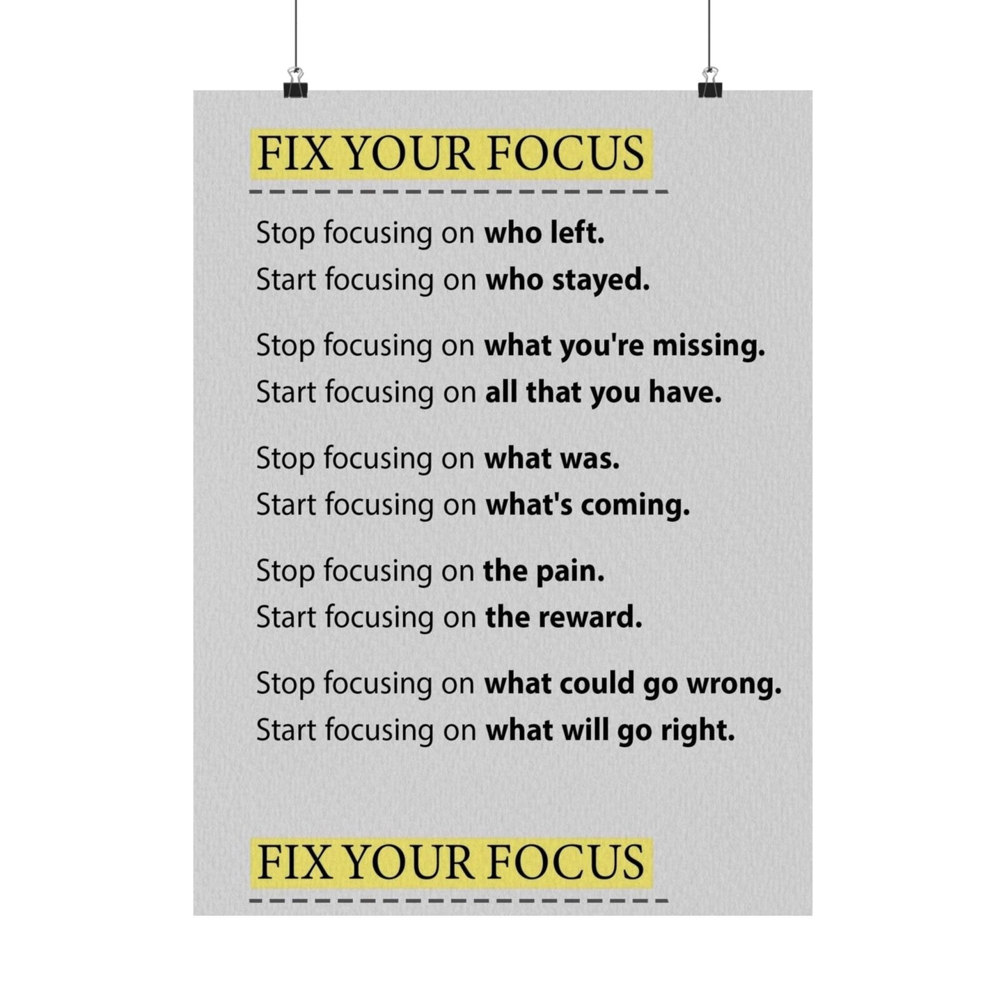 Fix Your Focus Motivational Poster