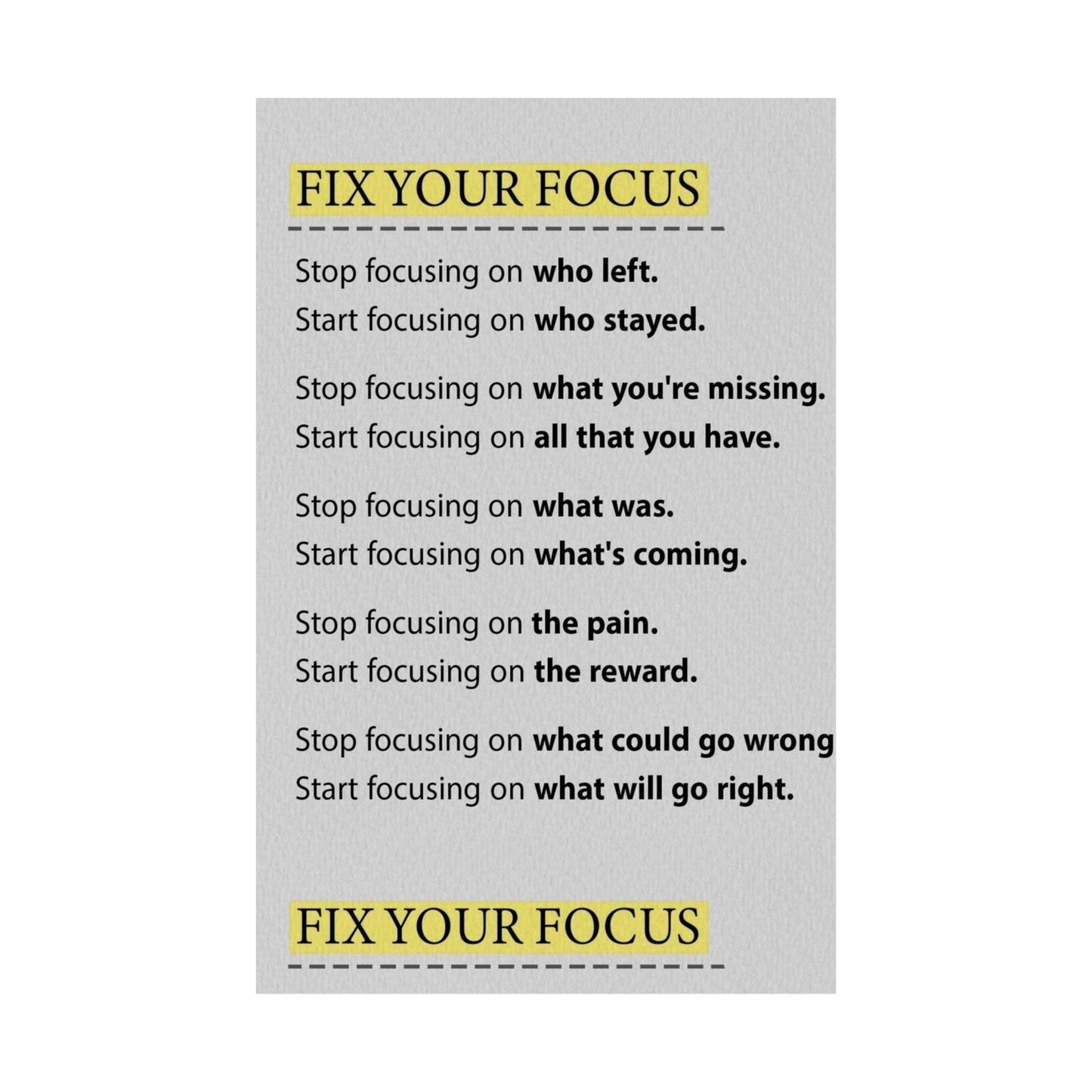 Fix Your Focus Motivational Poster