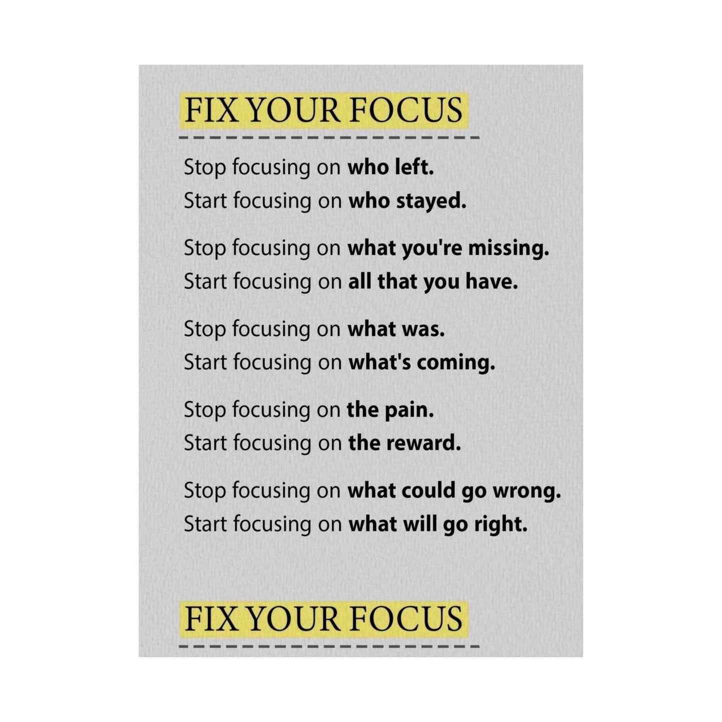 Fix Your Focus Motivational Poster